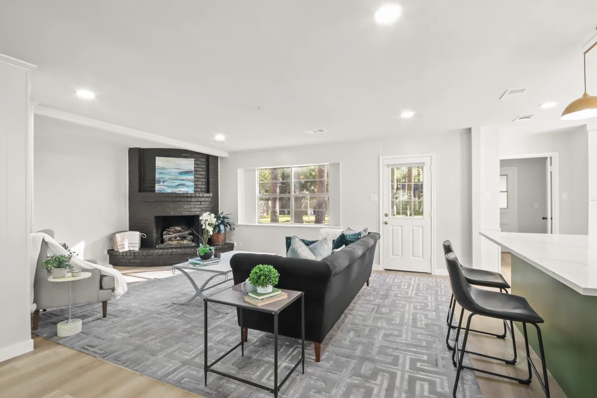 A renovated living room in a home purchased and renewed by our team